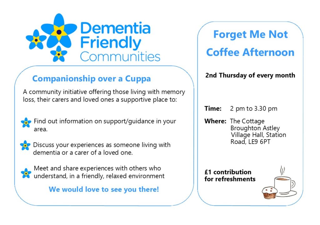 Advert for Dementia Coffee Group